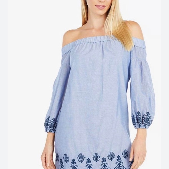 Vince Camuto Light Blue Striped Garment - Picture 1 of 4